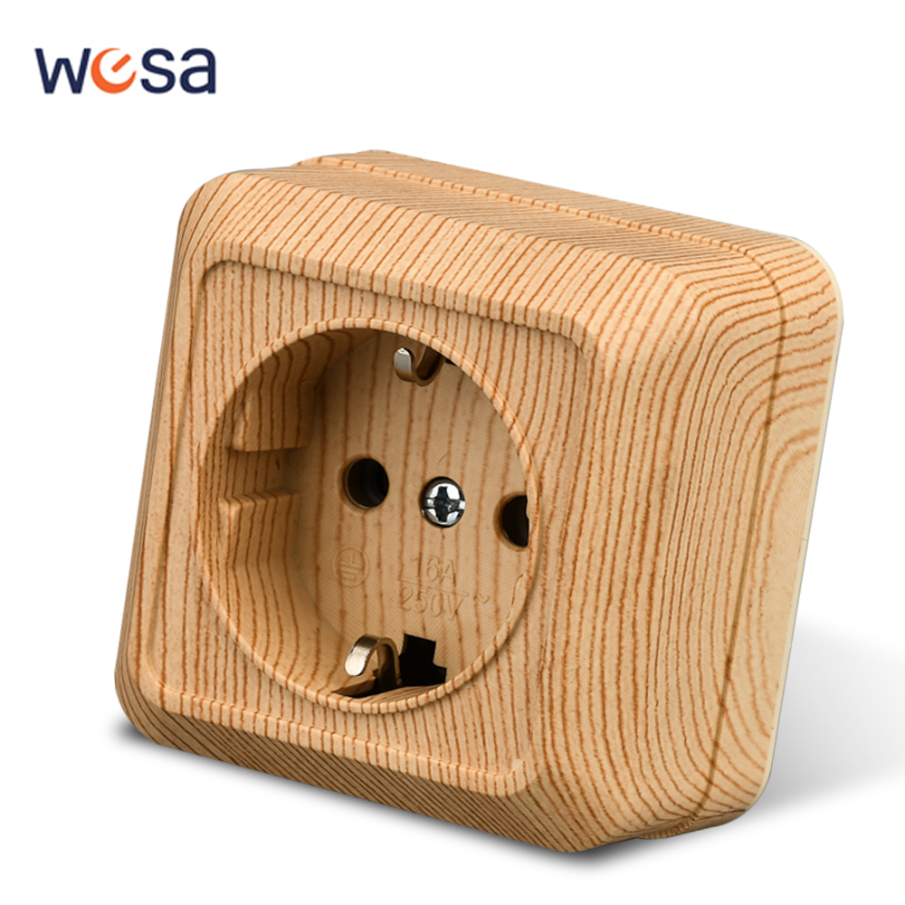 Outdoor Power Usa - Wesa Hout Wandcontactdoos Stekker Eu Stopcontacten