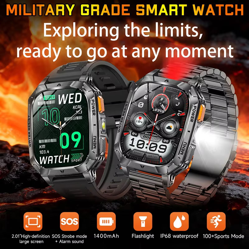 Outdoor Power Monitor - 2026 Nieuwe Hot zaklamp Heren Smartwatch