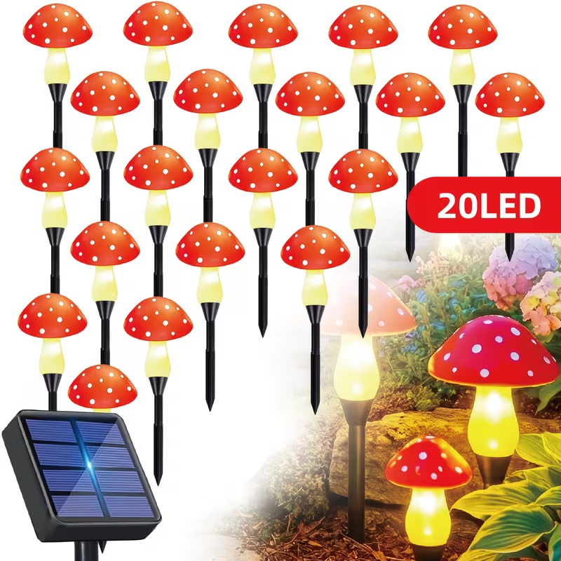 Outdoor Power For Wedding - Op zonne-energie werkende LED-paddenstoelverlichting Buitentuin Feestelijke