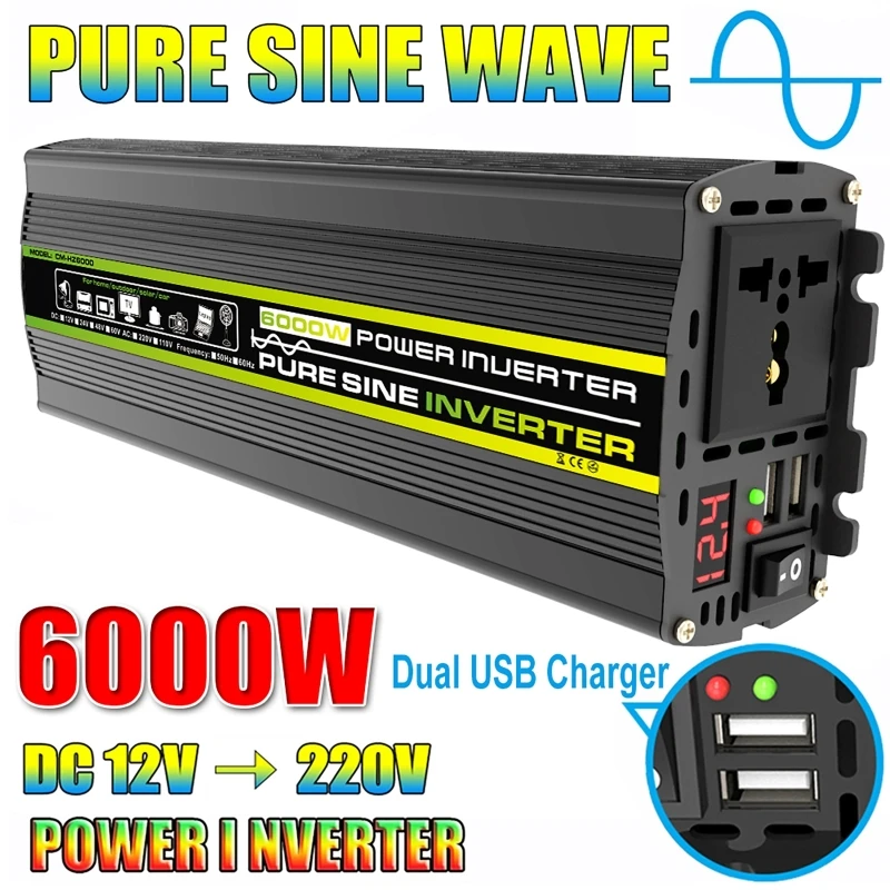 Outdoor Power Transformer - 6000W DC12/24V naar AC 220V Zuivere